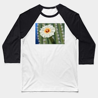 Saguaro Cactus White Flower Art Baseball T-Shirt